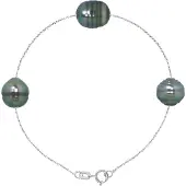 Diadema - Armband - 3 äkta Tahitipärlor - Kabelkedja Diamanter