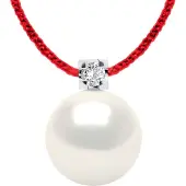 Diadema - Halsband - Röd nylon - vit sötvattenspärla och äkta diamant