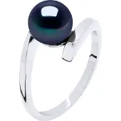 Diadema - Ring CROSS Äkta sötvattenspärlor - Svart Tahiti Style