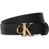 Calvin Klein Bälte 'Pebble Grain Monogram Buckle' svart