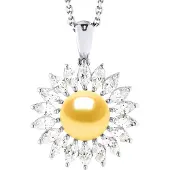 Diadema SUN Halsband Sötvattenspärlsmycken 8-9mm Guld 925
