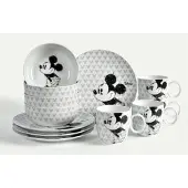 Fyrklövern Mickey Mouse Silhouette frukost- och kaffeset 12 delar, 4 pers