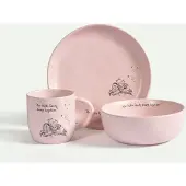 Fyrklövern Nalle Puh set Family 3 delar, Ljusrosa