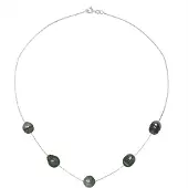 Diadema - Halsband - 5 Äkta Tahiti-pärlor - Kabelkedja med diamanter