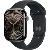 Apple Watch Series 10 (GPS + Cellular) - 46 mm - skiffer titan - smart klocka med sportband - fluoroelastomer - svart - bandstorlek: M/L - 64 GB - ...