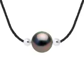 Diadema - Halsband Svart Nylon - Tahitipärla