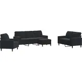 vidaXL Soffgrupp med dynor och bolster 4 delar svart sammet