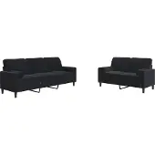 vidaXL Soffgrupp med dynor och bolster 2 delar svart sammet