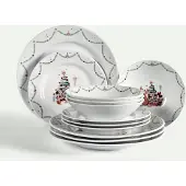 Fyrklövern Disney Jul tallriksset 12 delar, 4 pers Servis Tallrikar set