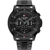 Tommy Hilfiger 1710494 herrklocka Svart armband Svart urtavla 50 mm + ask