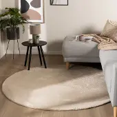 NATURL. Rund låghårig matta | Cozy beige hos Volero | Ø 80cm | Polyester | Enfärgad | Rund | Låg lugg