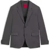 HUGO Modern-fit suit jacket in checked stretch fabric