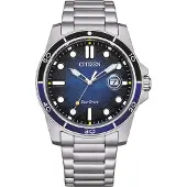 Citizen 100 meter vattentät solcellsdriven urverk Stålarmband 41,5 mm herrklocka blå urtavla AW1810-85L blå