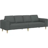 vidaXL Vardagsrumsoffa Mörkgrå 250 x 77 x 76 cm Polyester