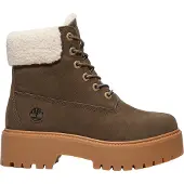 Timberland för kvinnor. TB0A2PU6W011 Stone Street bruna läderstövlar (39 W), Hud, 3 till 5 cm, Nyckelband, Casual