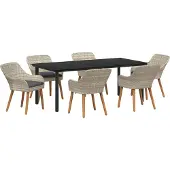 vidaXL Trädgårdsmöbelset med kudde 7 pcs Ljusgrå konstrotting