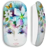 MANIACASE Souris Sans Fil art girl eyes flowers petals butte