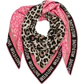 Zwillingsherz Scarf 'Wild Love' kräm / ljusbrun / ljusrosa / svart