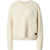 Superdry för kvinnor. W6110498A Milk vit tjock stickad tröja (M), Casual, Polyester, Lång ärm
