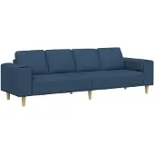 vidaXL Vardagsrumsoffa Blå 250 x 77 x 76 cm Polyester