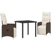 vidaXL Trädgårdsmöbelset 3 pcs Brun konstrotting