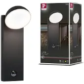 Paulmann Puka LED utomhusvägglampa med sensor, Svart, Aluminium / grå / zink, Modern, Utomhusvägglampa