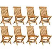 vidaXL Hopfällbara trädgårdsstolar 8 st massiv teak