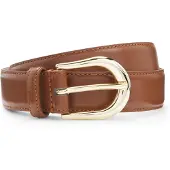 BOSS Italian-leather belt with golden buckle