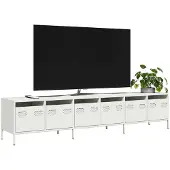 vidaXL Tv-bänk vit 202x39x43,5 cm kallvalsat stål