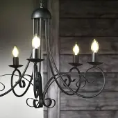 ONLI Ljuskrona Pompei , dimbar, Svart, Vardagsrum / matsal, Metall, Lantlig / rustik, Ljuskrona