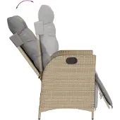 vidaXL Matgrupp för trädgården med dynor 7 delar beige konstrotting