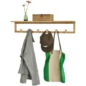 SoBuy Hatthylla med 6 krokar, Bambu