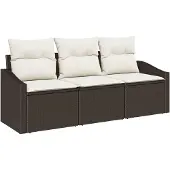 vidaXL Soffset med kudde 3 pcs Brun konstrotting