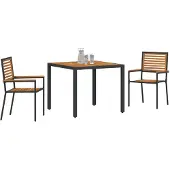 vidaXL Trädgårdsmöbelset 3 pcs Svart och Brunt konstrotting