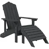 vidaXL Adirondack Trädgårdsstol med Fotstöd HDPE antracit