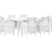 vidaXL Trädgårdsmöbelset 7 pcs Vit Polt rotting