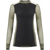 Aclima Women's WoolNet Hybrid Crew Neck Jet Black/Tarmac/Beige Melange
