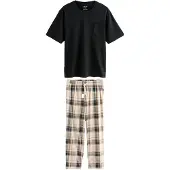 Next Pyjamas lång beige / marinblå / brun / svart