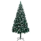 Plastgran med kottar och vit snö 240 cm