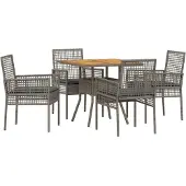 vidaXL Trädgårdsmöbelset 5 pcs Grå konstrotting