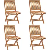 vidaXL Hopfällbara trädgårdsstolar 4 st massiv teak