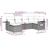 vidaXL Loungegrupp med dynor 6 delar svart konstrotting