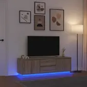 vidaXL TV-bänk med LED-lampor sonoma ek 160,5x41x50 cm