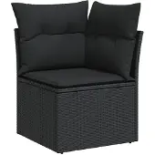 vidaXL Trädgårdsoffset 8 pcs Svart Poly Rattan och Pulverlackerad Stål
