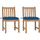 vidaXL Trädgårdsstolar 2 st med dynor massiv teak