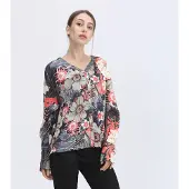 Smart & Joy Makroblommig blus med V-hals och tryck