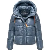 MARIKOO dam quiltad vinterjacka Skyraa med huva & glansig design