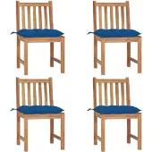 vidaXL Trädgårdsstolar 4 st med dynor massiv teak