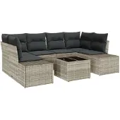 vidaXL Trädgårdsoffset 8 pcs Ljusgrå och mörkgrå konstrotting
