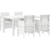 vidaXL Trädgårdsmöbelset 5 pcs Vit Polt rotting
